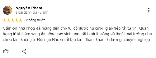 Khách hàng đánh giá tốt về dịch vụ làm răng