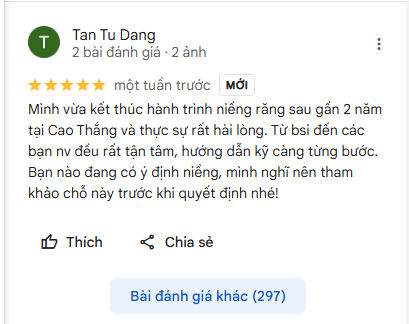 đánh giá nha khoa cao thắng