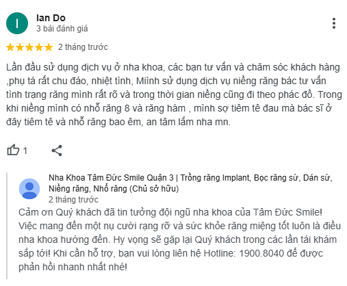feedback nha khoa tâm đức