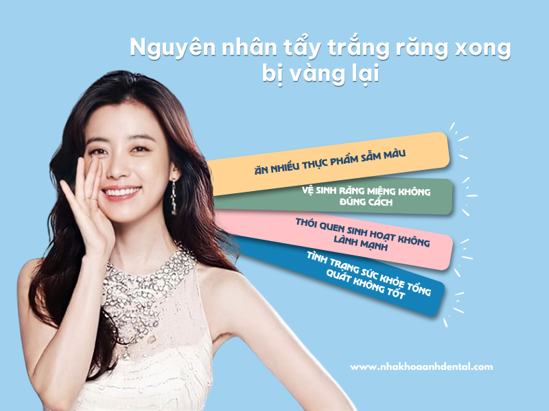 tẩy trắng răng xong bị vàng lại