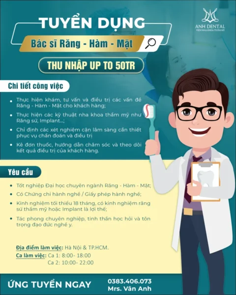 tuyển dụng bác sĩ răng hàm mặt