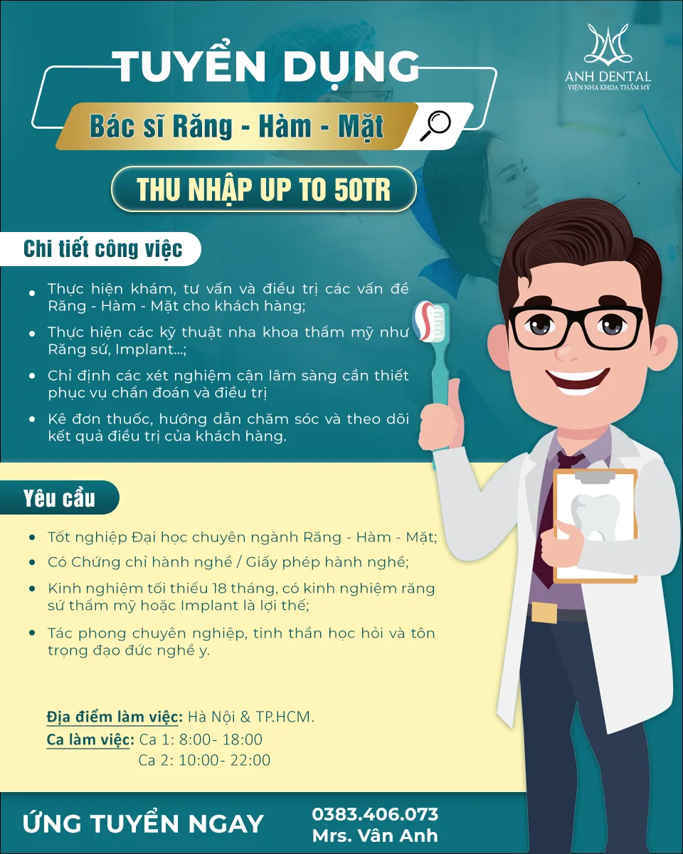 tuyển dụng bác sĩ răng hàm mặt