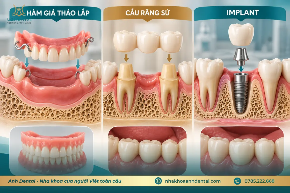 So sánh các phương pháp trồng răng